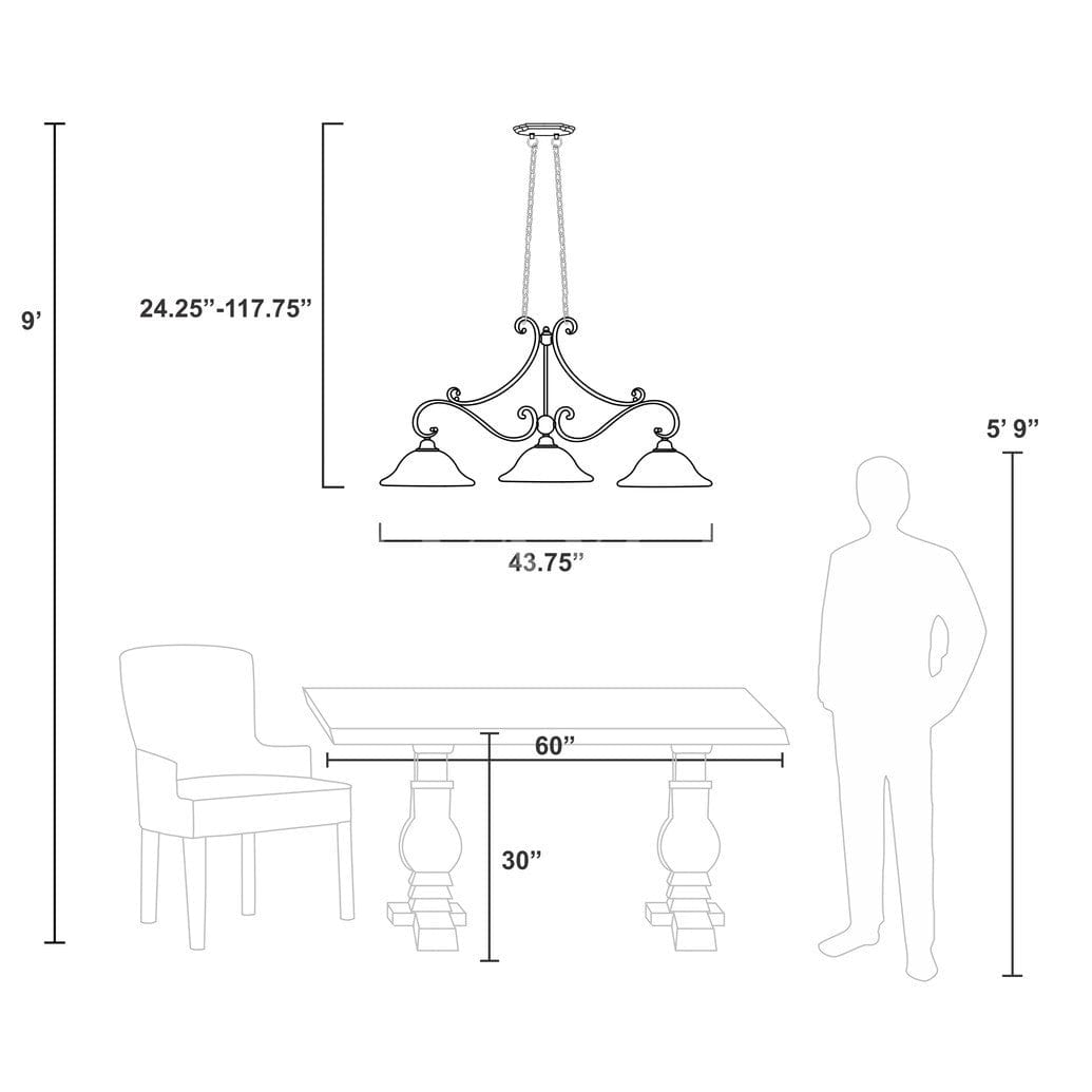 Monrovia 3 Light Linear Chandelier