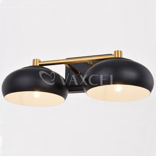 Belmont 2 Light Vanity Matte Black and Satin Brass