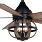 Huron 52 inch 3 Light LED Ceiling Fan Black and Burnished Teak