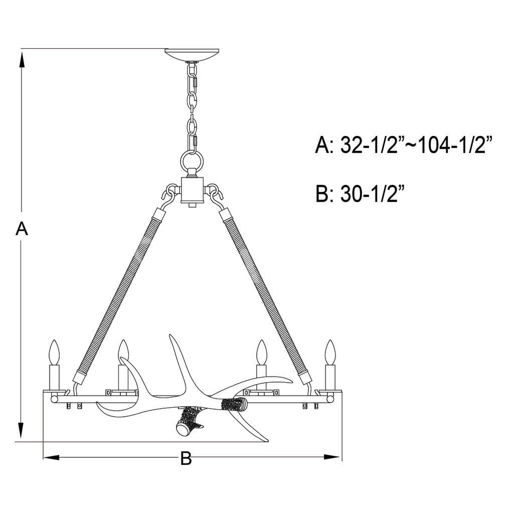 Breckenridge 30.5-in. 6 Light Antler Chandelier