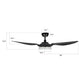 Carro USA Fletcher Outdoor 52 inch 3-Blade Smart Ceiling Fan with LED Light Kit & Remote