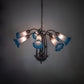 Meyda Lighting 24" Wide Pink/Blue Tiffany Pond Lily 7 Light Chandelier