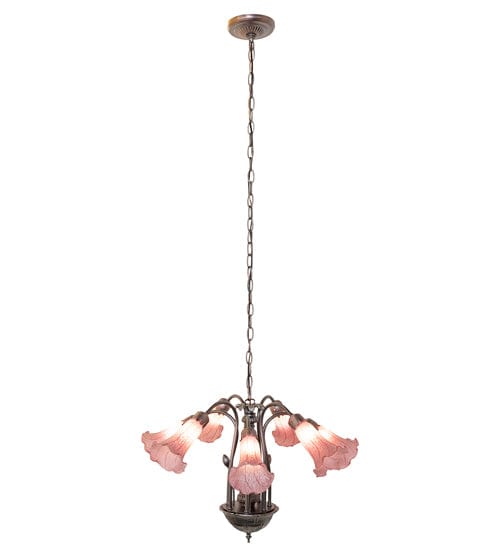 Meyda Lighting 24" Wide Lavender Tiffany Pond Lily 7 Light Chandelier