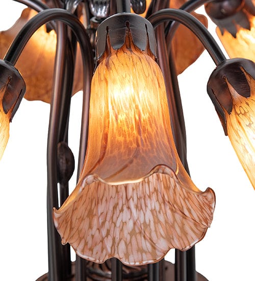 Meyda Lighting 24" Wide Amber Tiffany Pond Lily 12 Light Chandelier