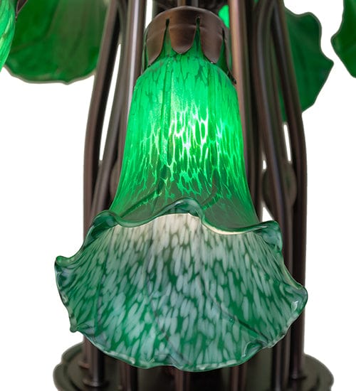 Meyda Lighting 24" Wide Green Tiffany Pond Lily 12 Light Chandelier