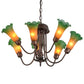 Meyda Lighting 24" Wide Amber/Green Tiffany Pond Lily 7 Light Chandelier