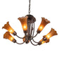 Meyda Lighting 24" Wide Amber Tiffany Pond Lily 7 Light Chandelier