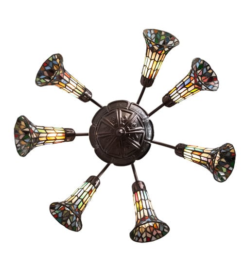 Meyda Lighting 26" Wide Stained Glass Pond Lily 7 Light Chandelier