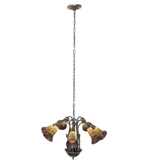 Meyda Lighting 24" Wide Stained Glass Pond Lily 12 Light Chandelier