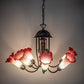 Meyda Lighting 24" Wide Pink/White Tiffany Pond Lily 7 Light Chandelier