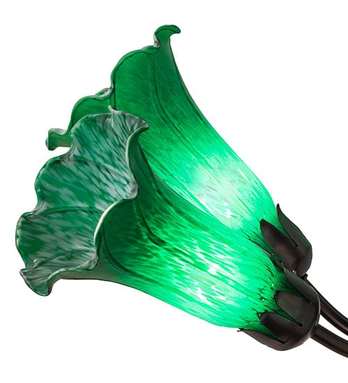 Meyda Lighting 24" Wide Green Tiffany Pond Lily 7 Light Chandelier