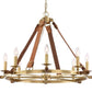 Zeev Lighting 12-Light 38" Nautical 2-Tier Leather & Real Wood Candle Chandelier