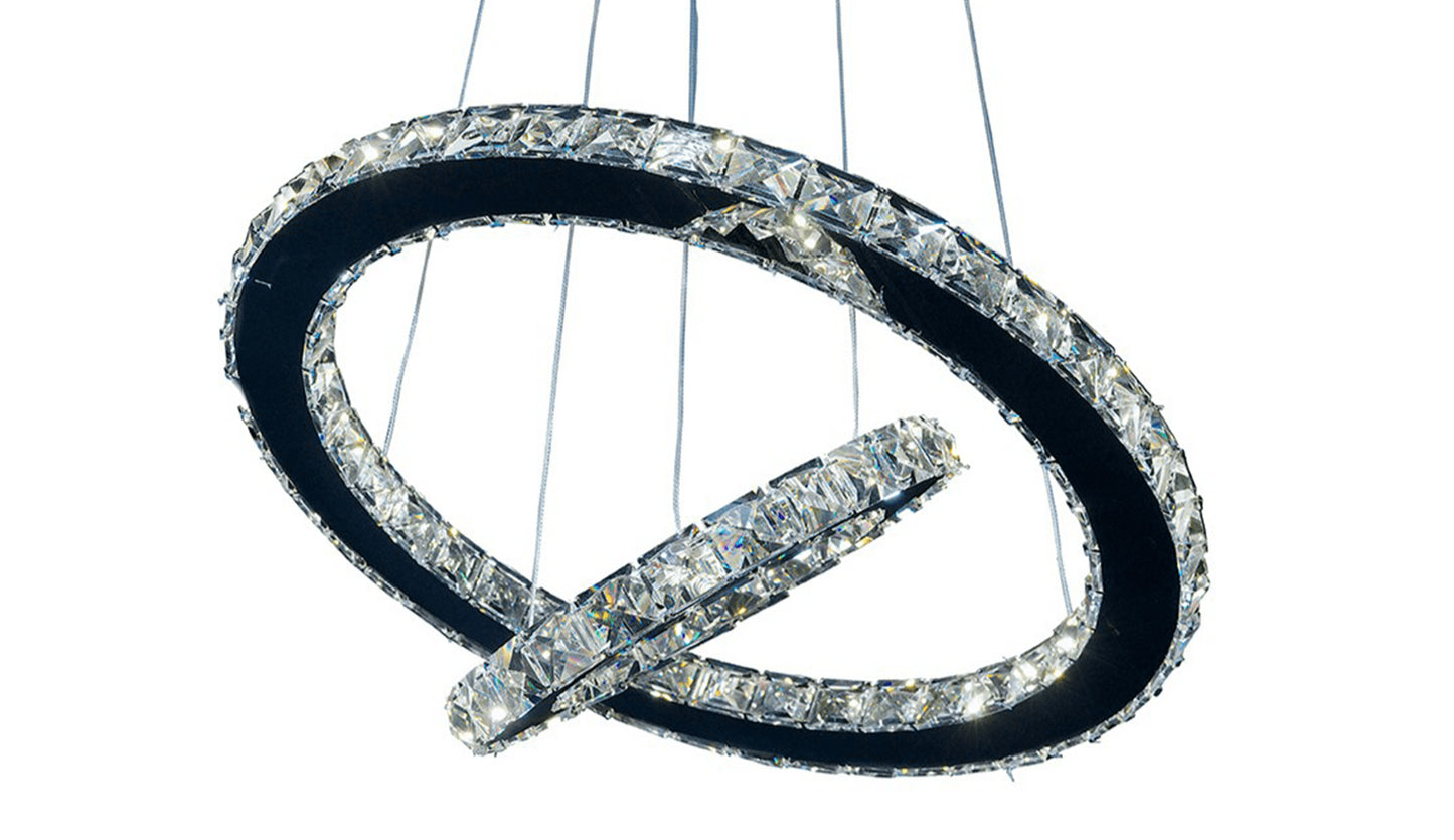 Zeev Lighting LED 20" Modern 2-Tier Ring Crystal Pendant Light