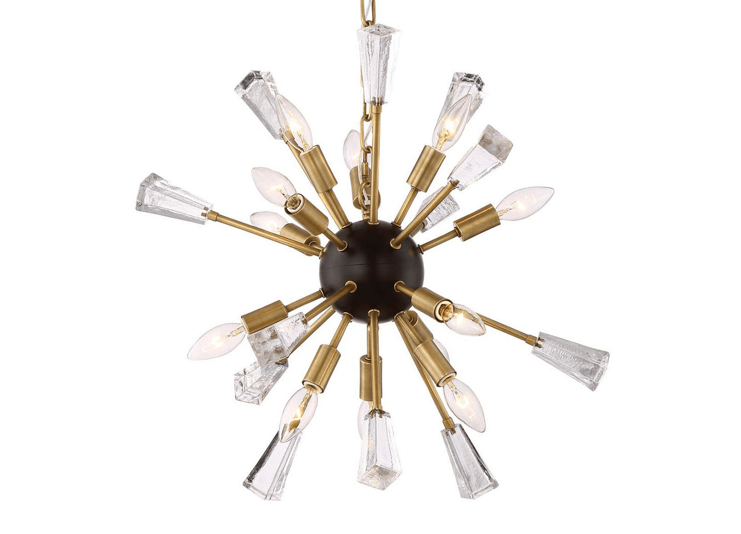 Zeev Lighting 12-Light 24" Aged Brass Rock Crystal Sputnik Chandelier