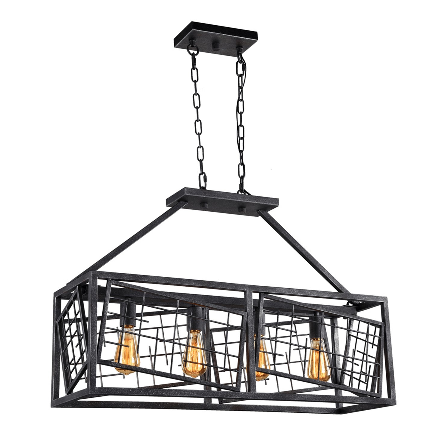 Zeev Lighting 4-Light 33" Rectangular Cage Chandelier