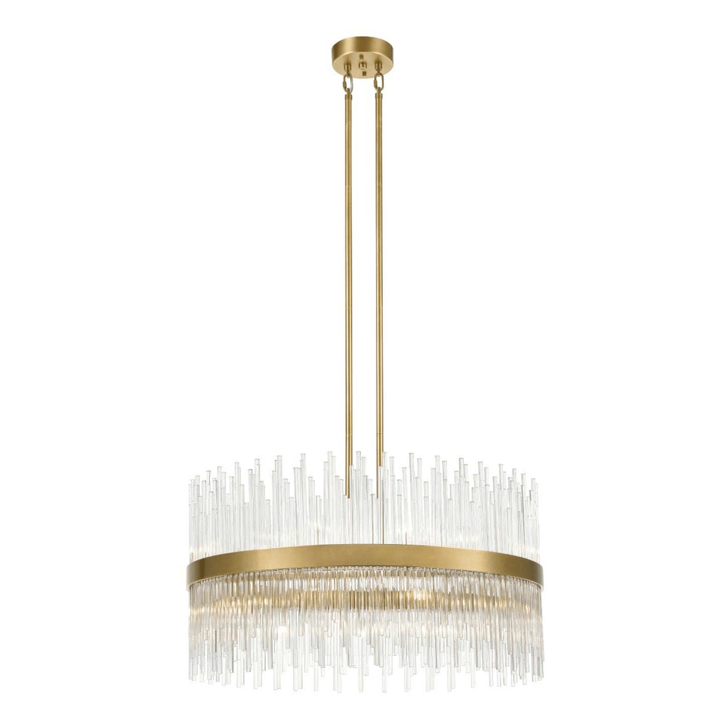 Zeev Lighting 22-Light 32" Sleek Banded Crystal Drum Chandelier