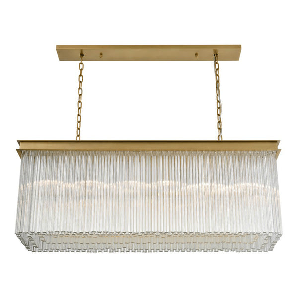 Zeev Lighting 20-Light 48 Rectangular Aged Brass Inverted Tiered Crystal Chandelier