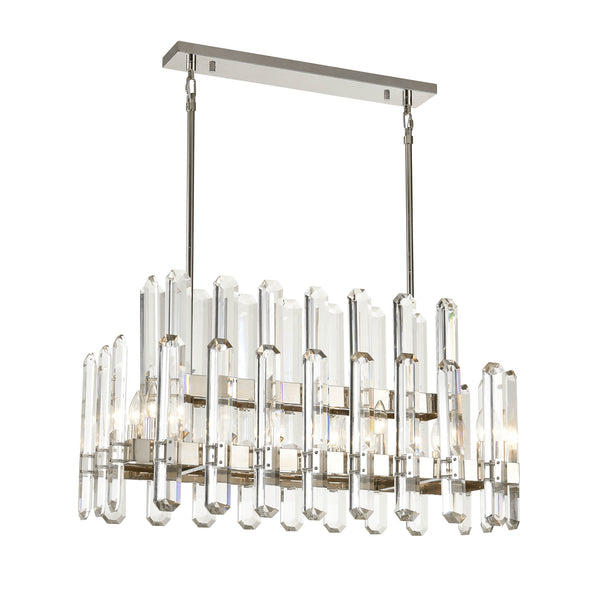 Zeev Lighting 10-Light 36 2-Tier Polished Nickel Rectangular Crystal Chandelier