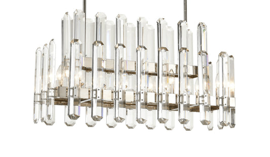 Zeev Lighting 10-Light 36" 2-Tier Polished Nickel Rectangular Crystal Chandelier