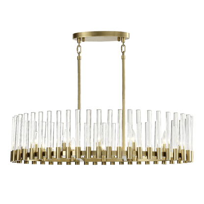 Zeev Lighting 12-Light 40" Oval Linear Glass Chandelier
