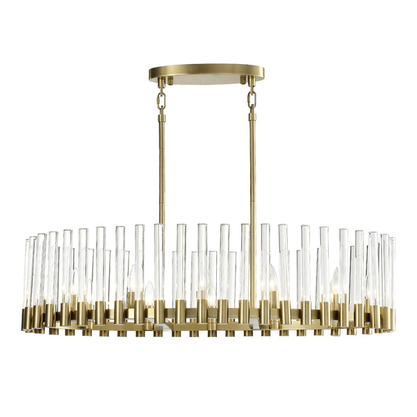 Zeev Lighting 12-Light 40 Oval Linear Glass Chandelier