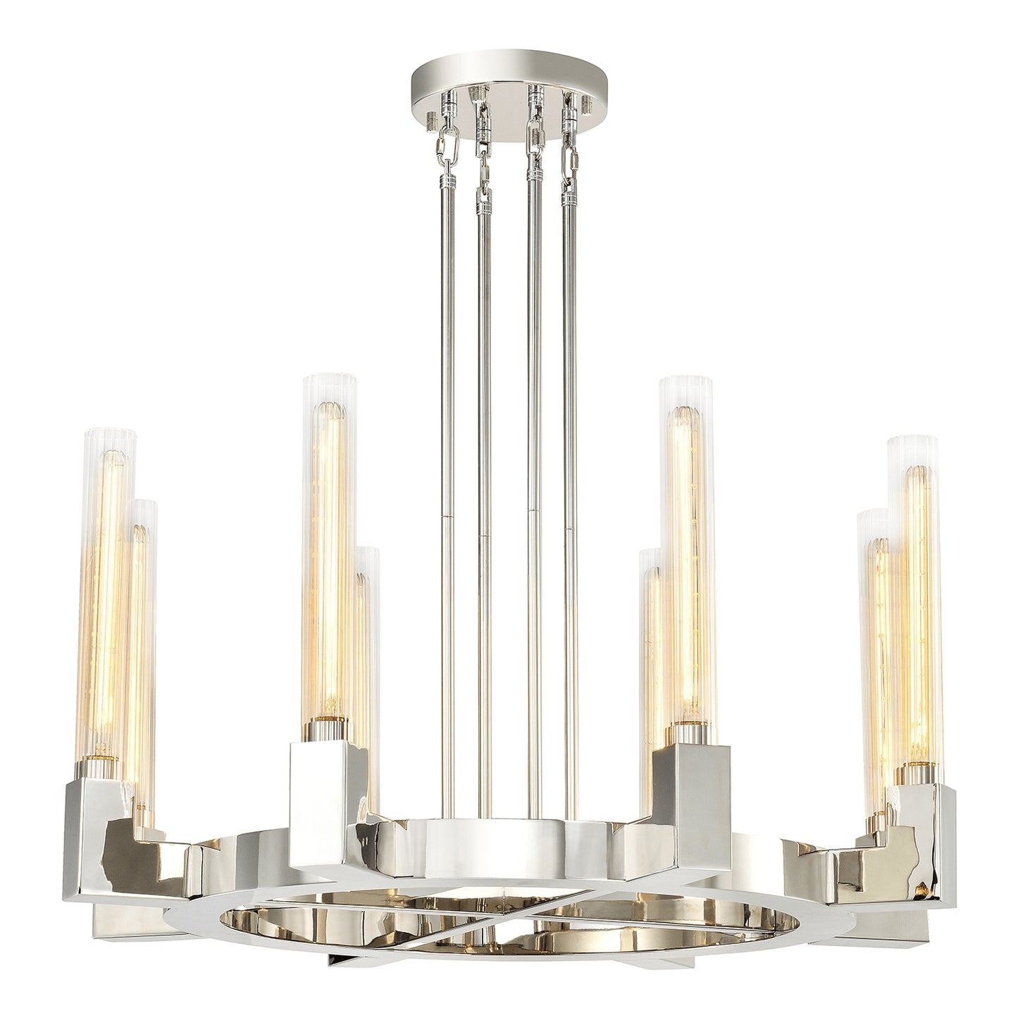 Zeev Lighting 8-Light 32" Wheel Styled Glass Chandelier