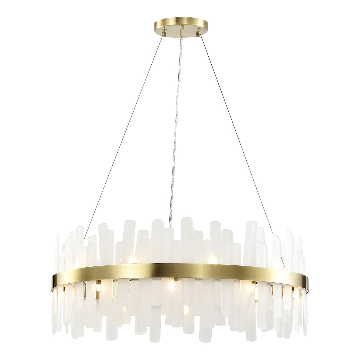 Zeev Lighting 20-Light 32" Glass Slated Ring Chandelier