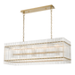 Zeev Lighting 20-Light Fluted Glass Panel Aged Brass Rectangular Dining Chandelier