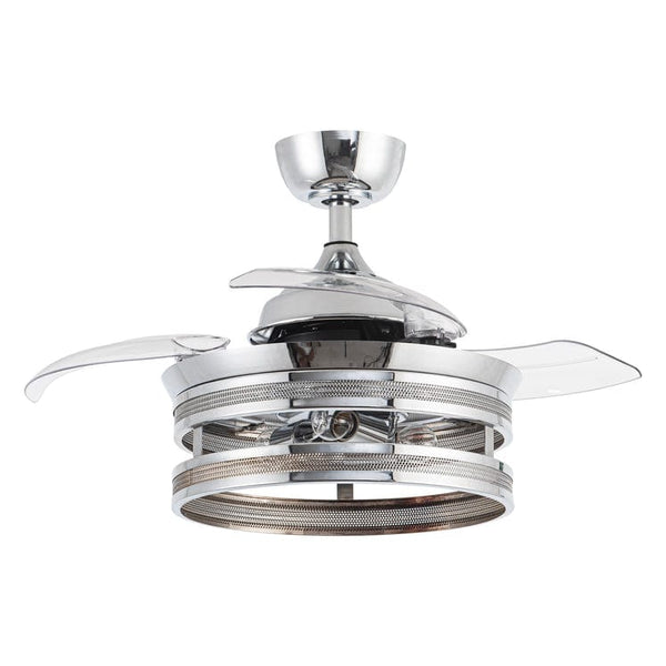 Parrot Uncle 36 New Delhi Modern Chrome Downrod Mount Crystal Ceiling Fan with Lighting and Remote Control