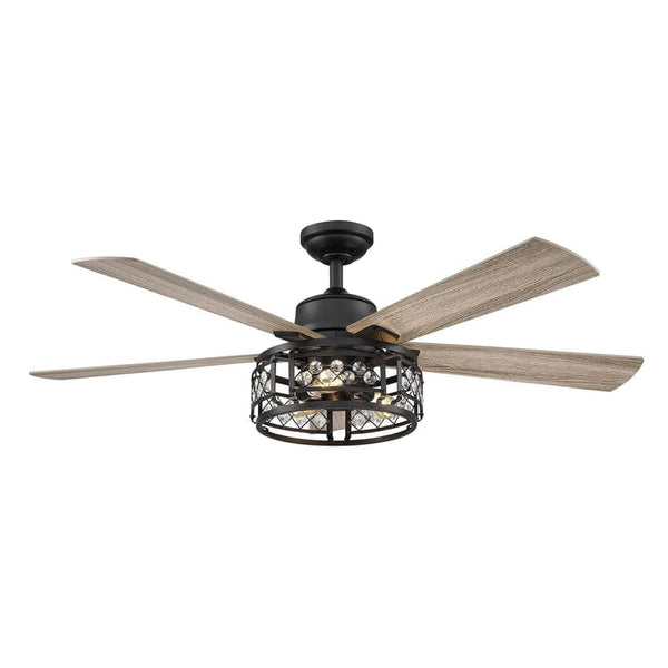 Parrot Uncle 52 Divisadero Farmhouse Downrod Mount Reversible Crystal Ceiling Fan with Lighting and Remote Control