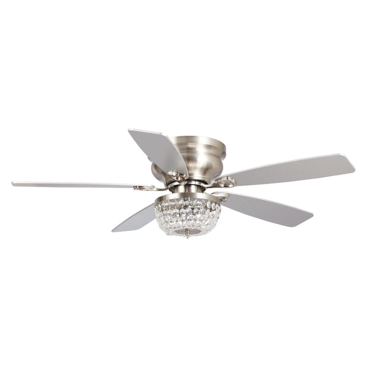 Parrot Uncle 48" Modern Flush Mount Reversible Crystal Ceiling Fan with Lighting and Remote Control