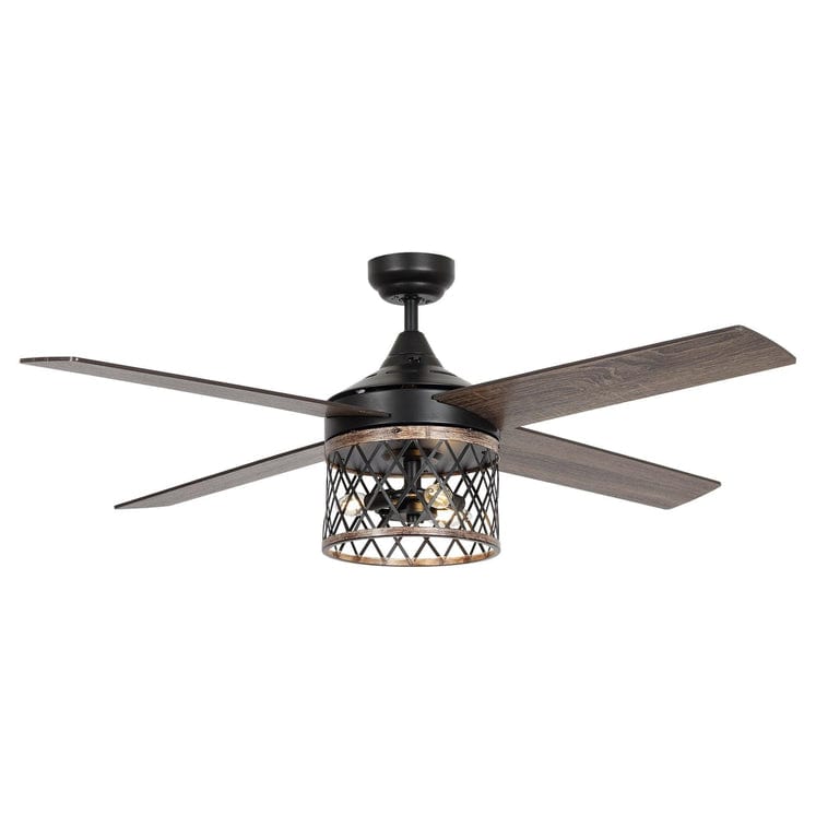 Parrot Uncle 52" Mirelle Farmhouse Downrod Mount Reversible Ceiling Fan with Lighting and Remote Control