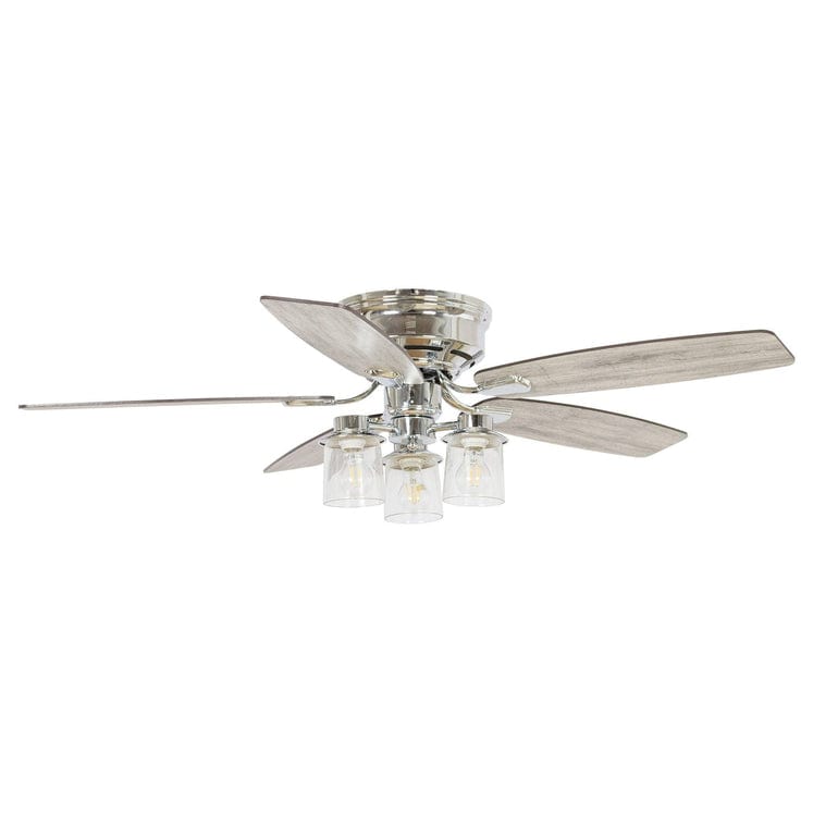 Parrot Uncle 52" Bangatore Modern Chrome Flush Mount Reversible Ceiling Fan with Lighting and Remote Control