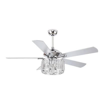 Parrot Uncle 52" Shellie Modern Chrome Downrod Mount Reversible Ceiling Fan with Lighting and Remote Control