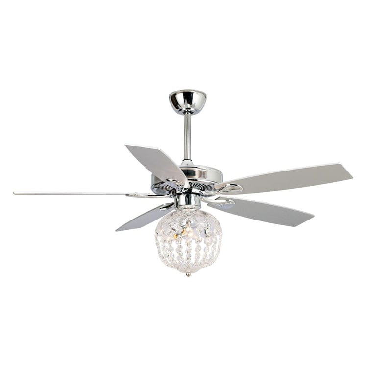 Parrot Uncle 52" Kashmir Modern Chrome Downrod Mount Reversible Crystal Ceiling Fan with Lighting and Remote Control