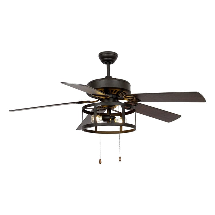 Parrot Uncle 52" Urbana Downrod Mount Reversible Industrial Ceiling Fan with Lighting and Pull Chain