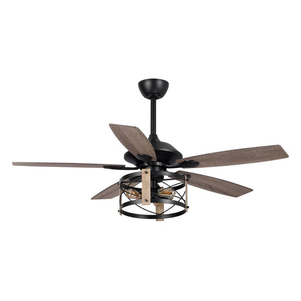 Parrot Uncle 52 Wisner Industrial Downrod Mount Reversible Ceiling Fan with Lighting and Remote Control