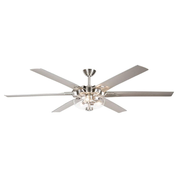 Parrot Uncle 70" Modern Brushed Nickel DC Motor Downrod Mount Ceiling Fan with Lighting and Remote Control