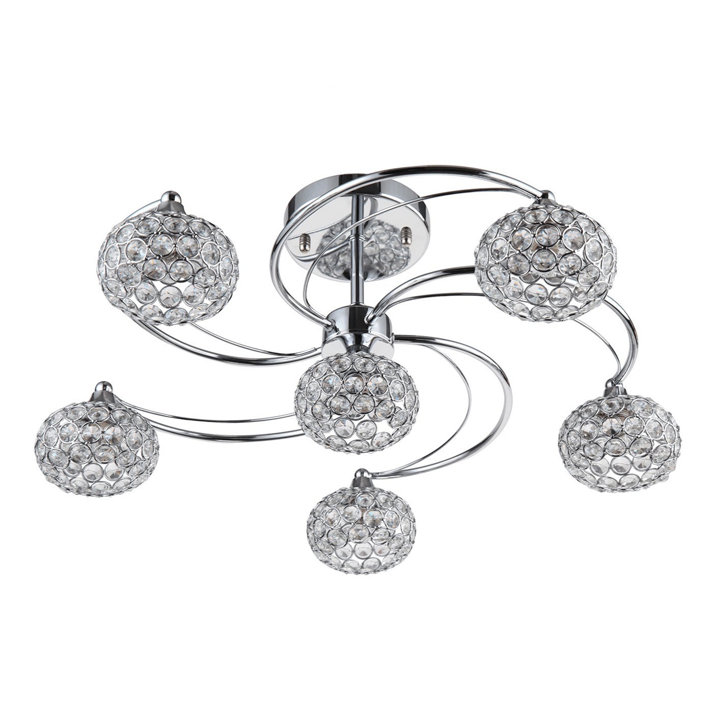 Zeev Lighting 6-Light 23" Swirling Crystal Globe Semi-Flush Mount