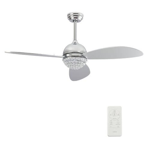 Carro USA Coren 48 inch 3-Blade Crystal Chandelier Smart Ceiling Fan with LED Light Kit & Remote