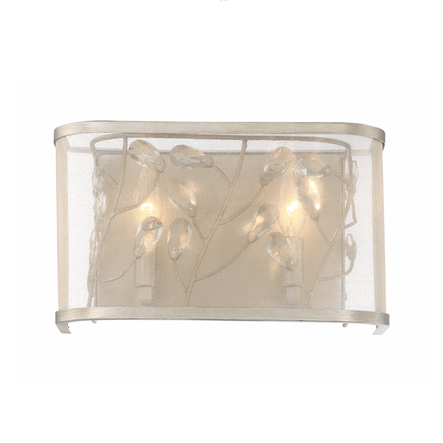 Zeev Lighting 2-Light 6" Organic Shade Crystal Leaf Wall Sconce