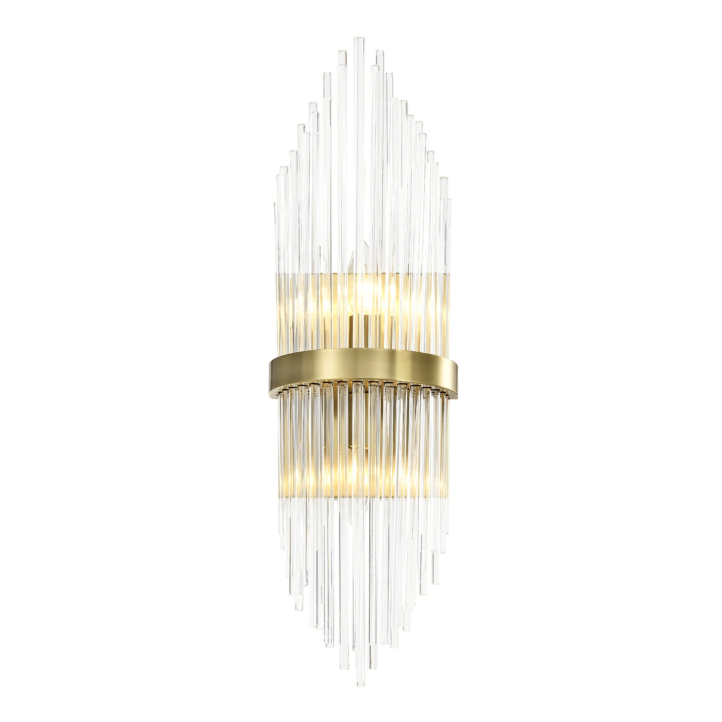 Zeev Lighting 2-Light 24" Sleek Aged Brass Banded Vertical Crystal Wall Sconce