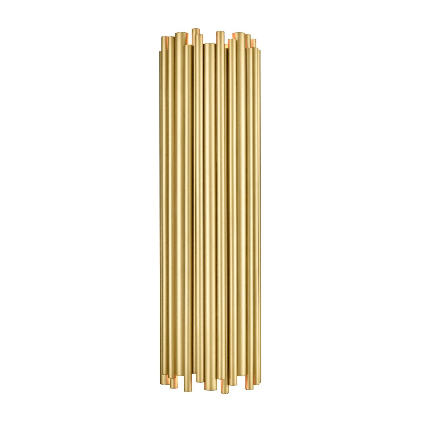 Zeev Lighting 2-Light 8" Modern Semi-Cylindrical Organ Pipe Aged Brass Vertical Wall Sconce