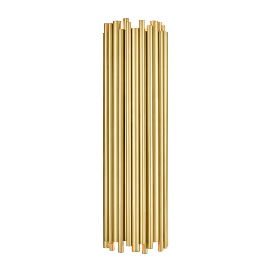 Zeev Lighting 2-Light 8" Modern Semi-Cylindrical Organ Pipe Aged Brass Vertical Wall Sconce