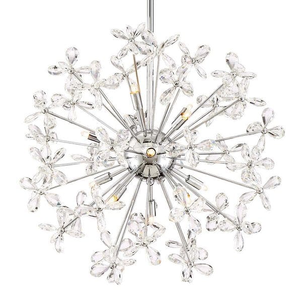 Zeev Lighting 8-Light Floral Crystal Pedal Sputnik Chrome Pendant Light