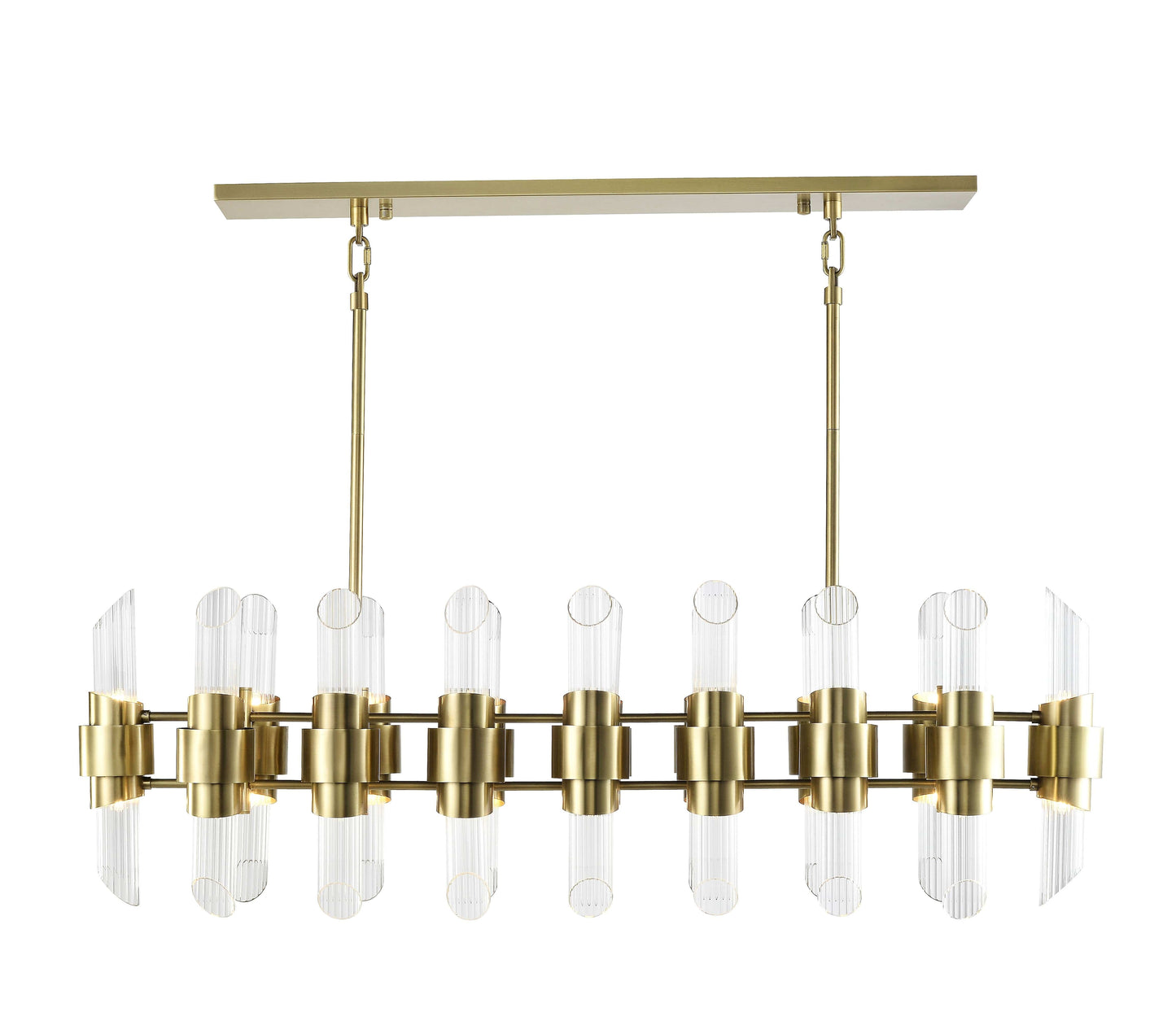 Zeev Lighting 32 Duo Light 48" Linear Glass Chandelier