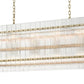 Zeev Lighting 20-Light Fluted Glass Panel Aged Brass Rectangular Dining Chandelier