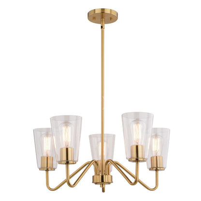 Beverly 23-in 5 Light Chandelier Muted Brass