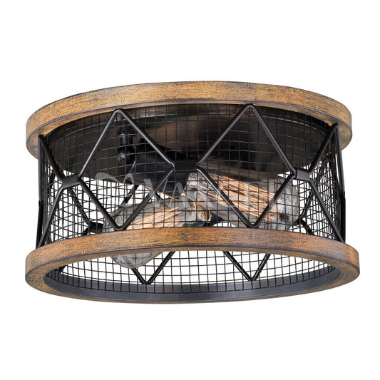 Bremerton 13-in Flush Mount Ceiling Light Oil Rubbed Bronze and Burnished Teak