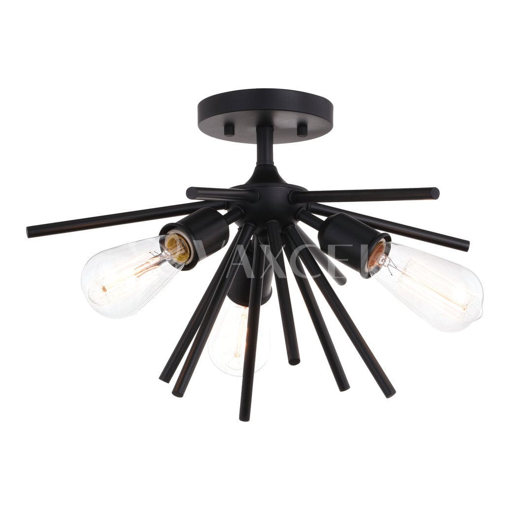 Estelle 17 in. 3 Light Semi Flush Mount Matte Black